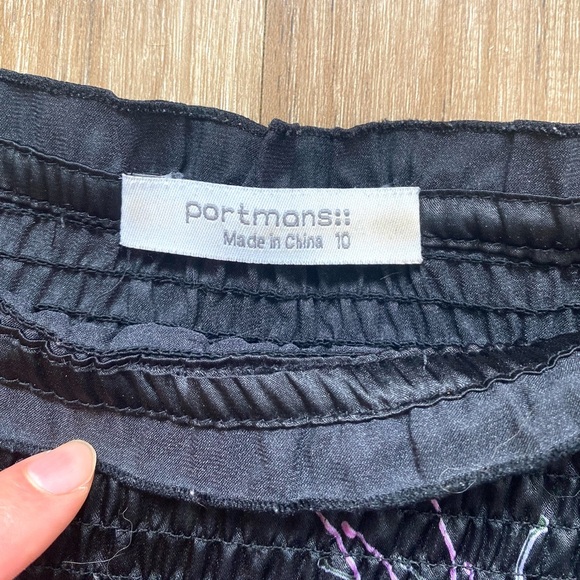 Portmans Black & Purple Butterfly Sleeves Shirring Bust Tank Size 10 - Picture 5 of 13